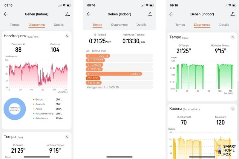 Man sieht die aufgezeichneten Daten zum Training.